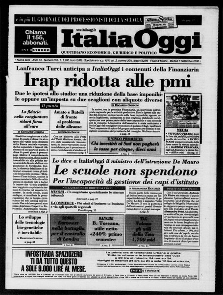 Italia oggi : quotidiano di economia finanza e politica